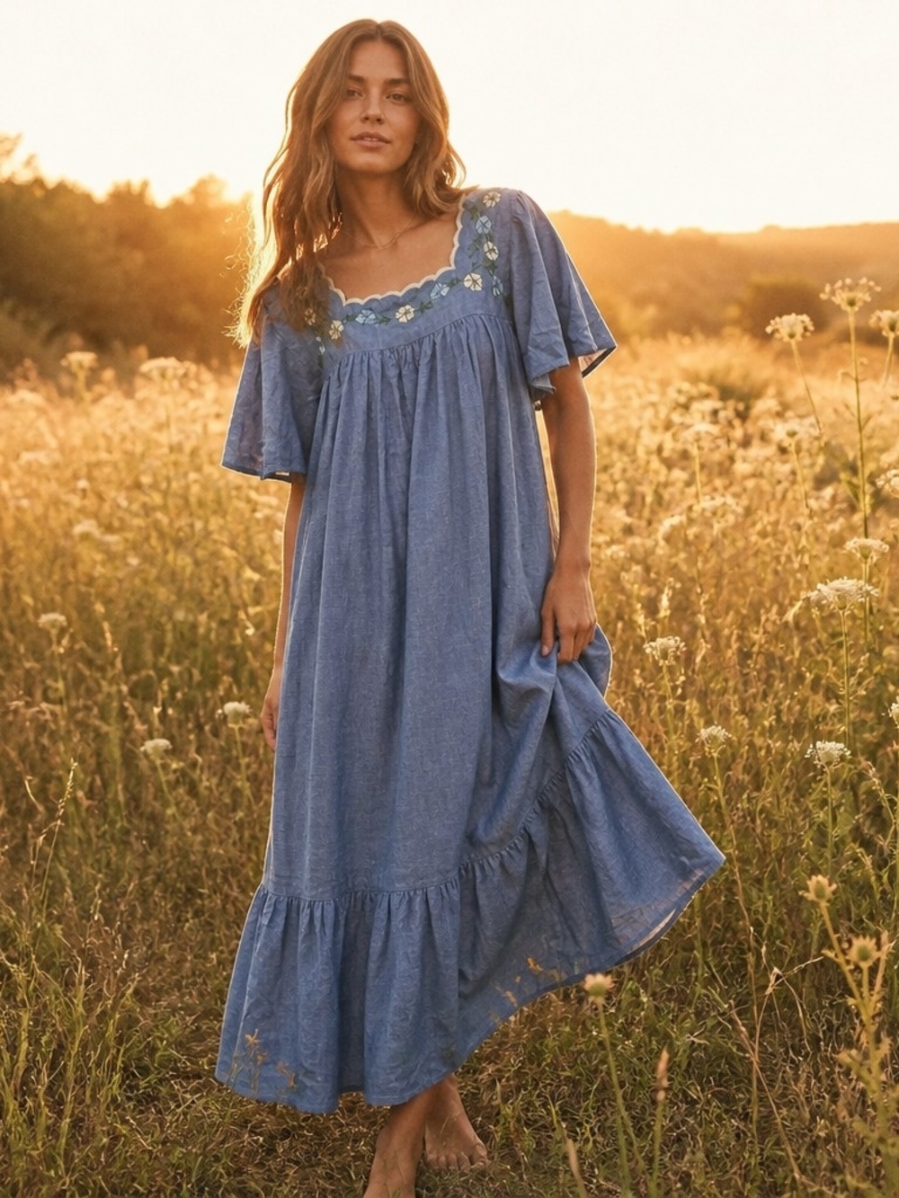 Saybury Cotton Hawaiian Style Maxi Dress